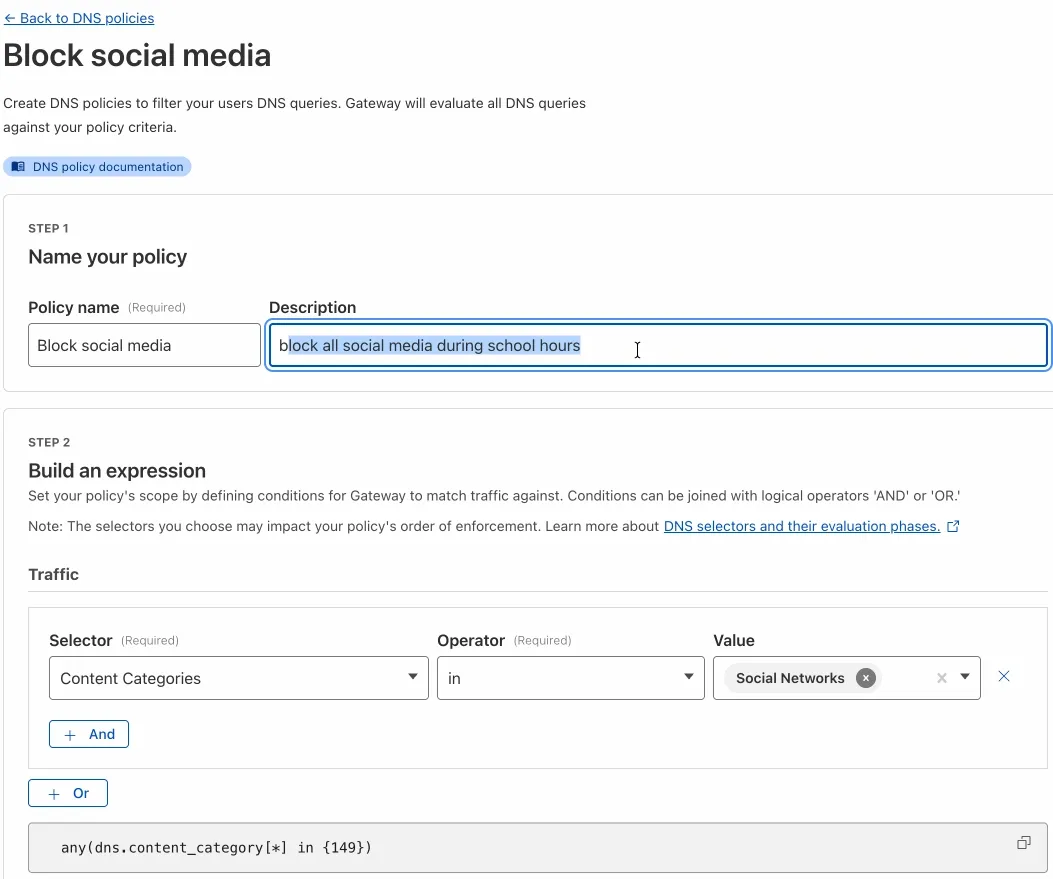 Schedule DNS policies demo