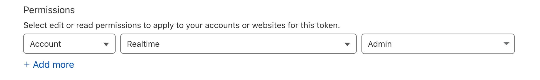 Screenshot showing the Realtime permission token section in the Cloudflare dashboard